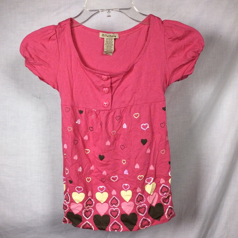 One Clothing Girls Pink Graphics Hearts Tie Back